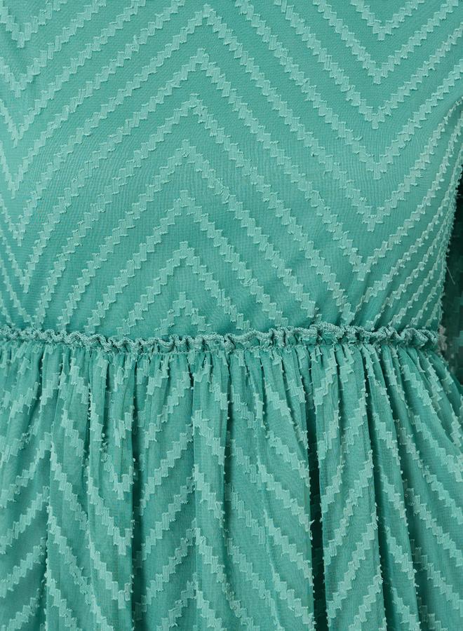 ستايلي فستان ميدي بحافة مكشكشة وأكمام منفوخة للنساء - Image 3